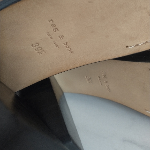 Rag & Bone Wyatt Peep-Toe Genuine Leather Slingback Sandals Taupe/Black 39.5 EU - Picture 9 of 14